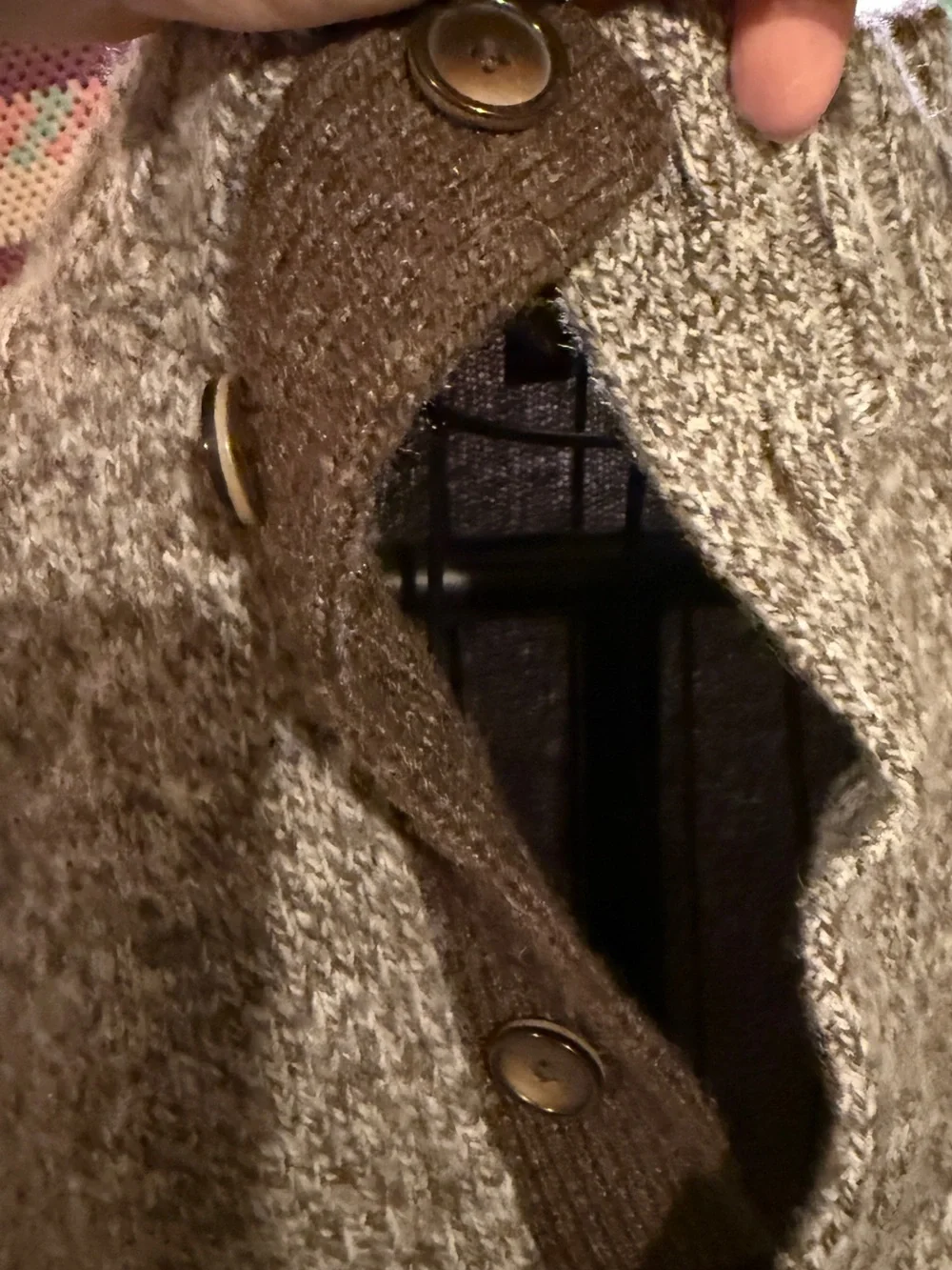 Jos. A. Bank brown /white Heather Zip-Up Shawl Collar Sweater with Brown Trim